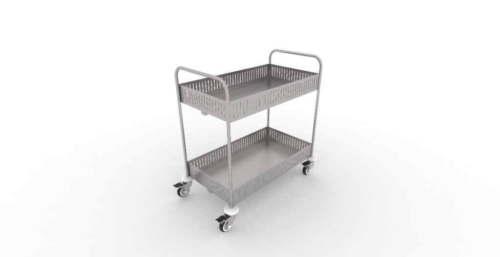 Carro Auxiliar Em Aço Inox Com Cesto