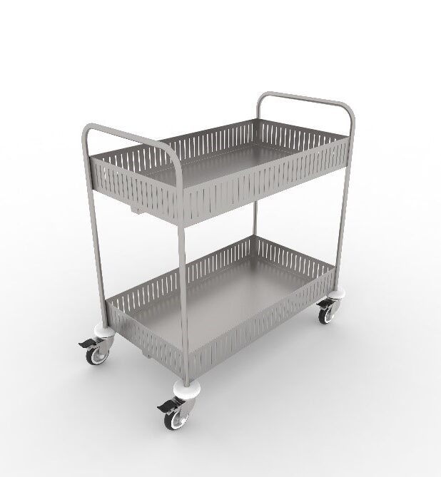 Carro Auxiliar Em Aço Inox Com Cesto