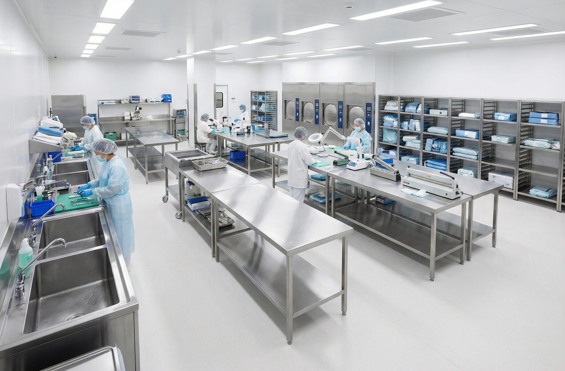 Mobiliário para CME – Central de Material e Esterilização, armários, estação de trabalho. CME